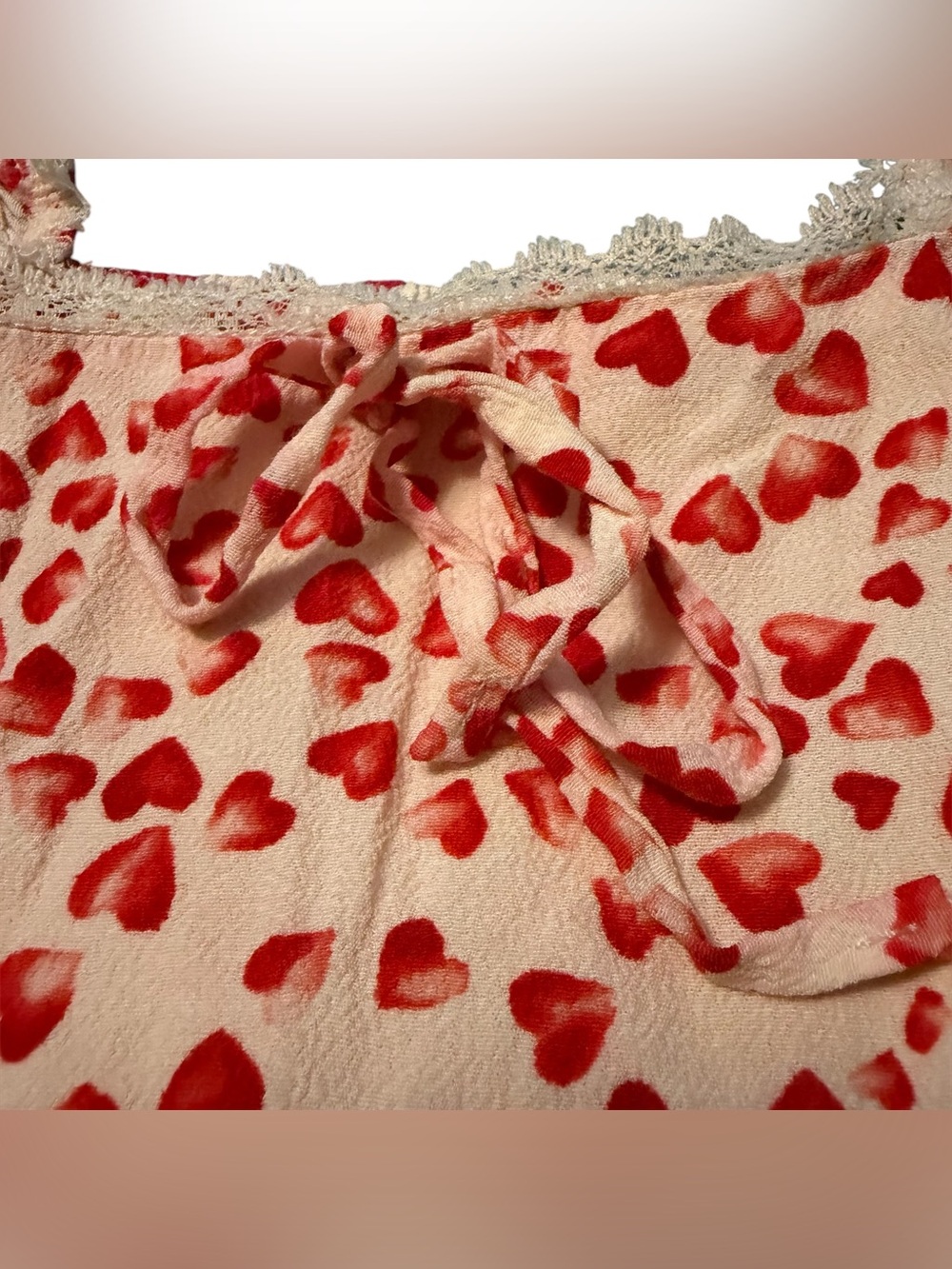 Fully Lined~Cream Dress w/ Red Hearts Very Elegant & Sexy ~Sleeveless w/ Ruffles - Picture 7 of 7